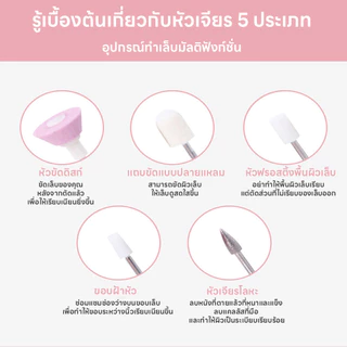 เครื่องทำเล็บไฟฟ้า เครื่องตะไบ เครื่องขัดเล็บไฟฟ้า แบบพกพา มี5หัว ขัดเงาเล็บ เปลี่ยนหัวได้ ปรับความเร็วได้แถมสายชาร์จUSB