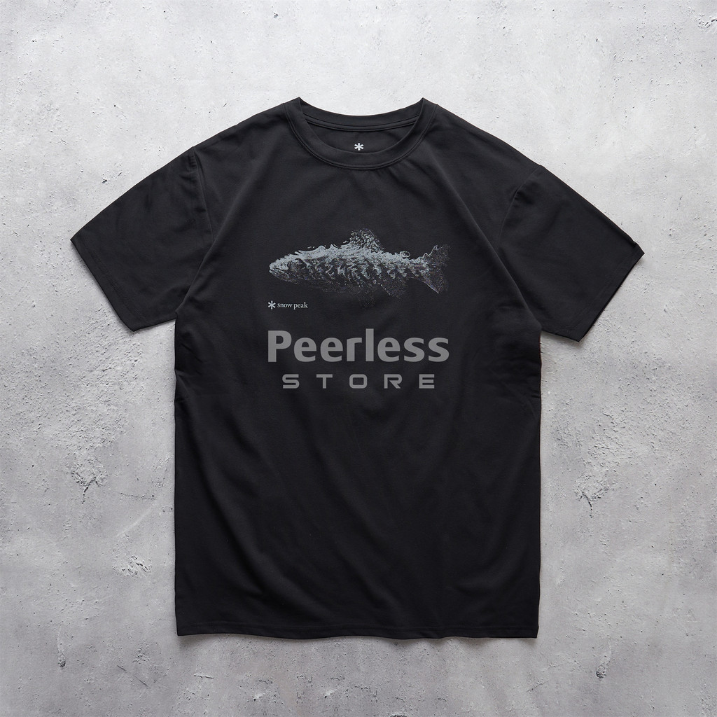 Snow PEAK TONEDTROUT SIGH OF FISH เสื้อยืดแขนสั้นผ้าฝ้าย 100%