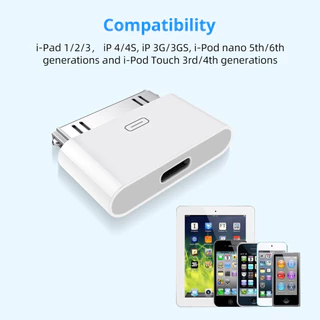 Ankndo USB C/ Lighting ถึง 30Pin อะแดปเตอร์ 8Pin ชาย 30 Pin หญิงชาร์จ Sync Converter สําหรับ IP 4 4S i-Pad 2 3 สายชาร์จ