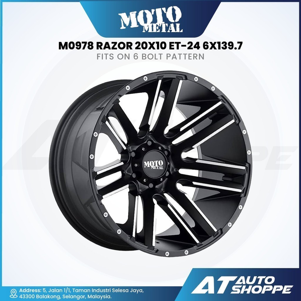 Moto Metal MO978 - มีดโกนสีดําซาติน 20x10 ET-24 6x139.7 (1 ชิ้น)