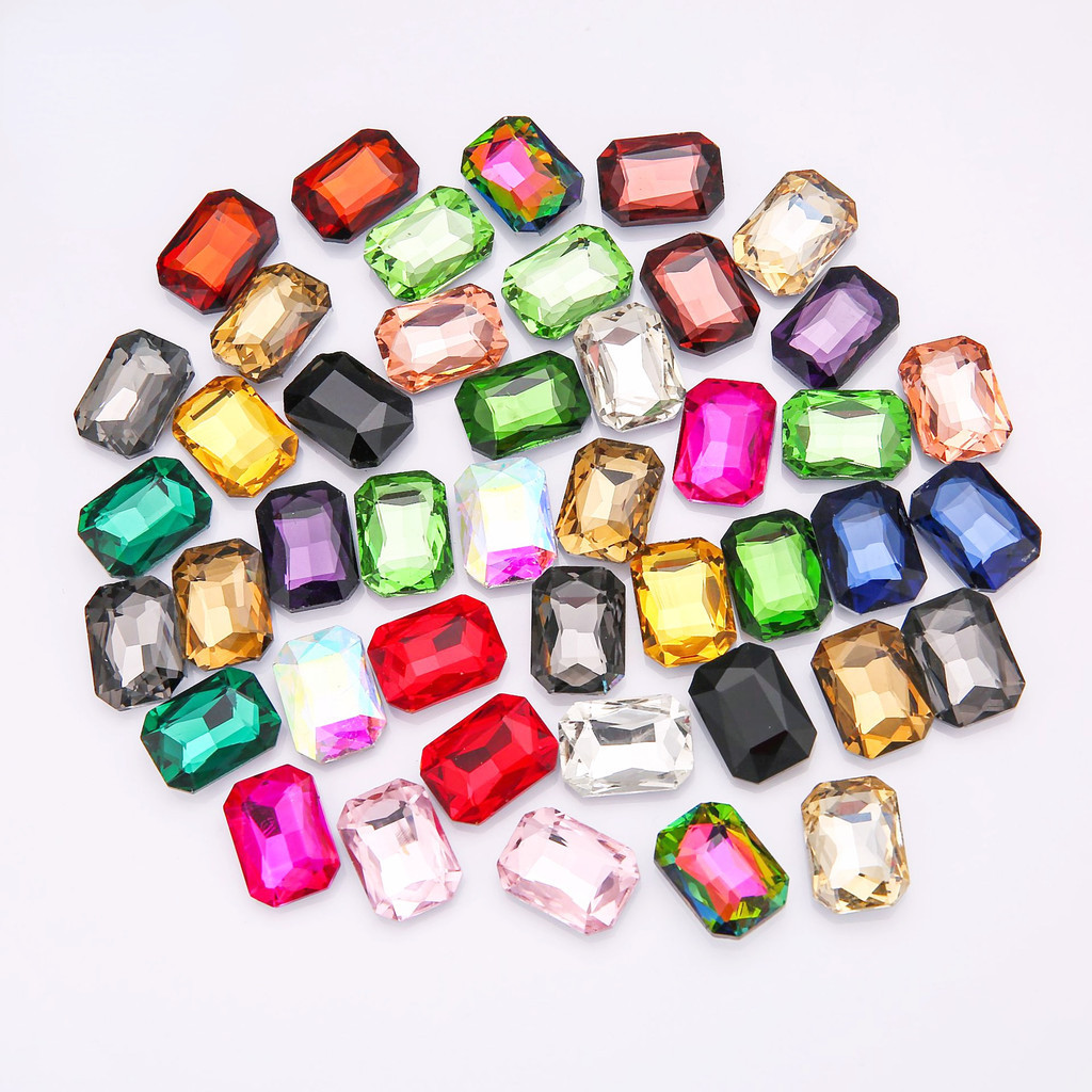 คริสตัลพลอยเทียม ทรงแปดเหลี่ยม 50 ชิ้น 4x6 มม. 6x8 มม. สำหรับ DIY ตกแต่งเสื้อผ้า และเล็บ