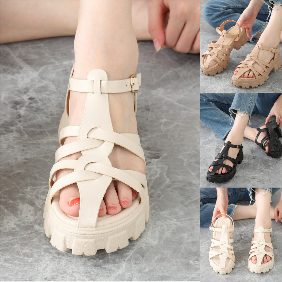 รองเท้าสานรัดส้น สายรัดส้นปรับสายได้ ใส่ได้ทุกโอกาส แมทซ์กับชุดอื่นๆได้หลากหลายสไตล์ #sy168