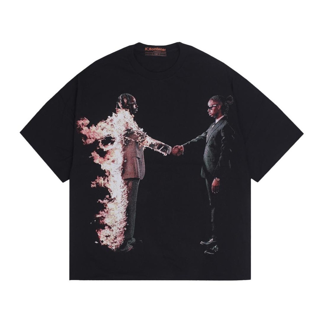 Kkontener METRO BOOMIN "HEROES & VILLAINS" OVERSIZE TSHIRT สีดํา