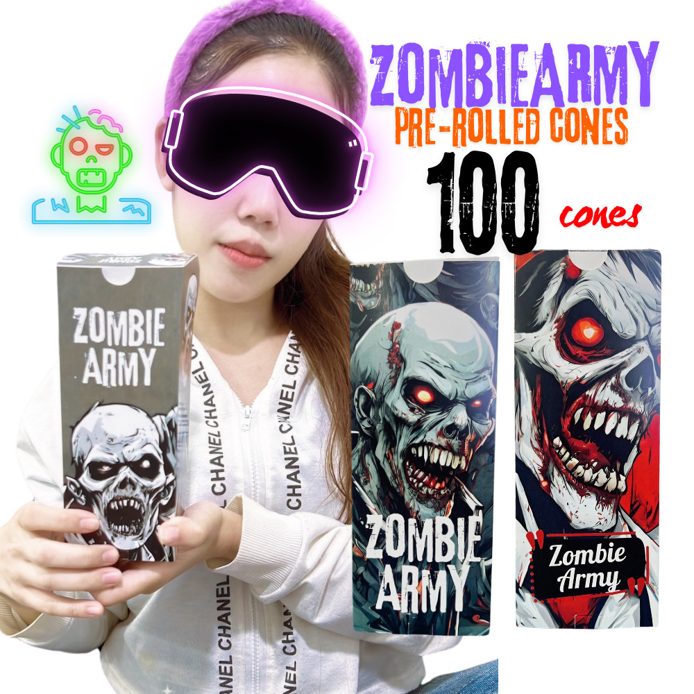 ZomBie ARMY pre rolled cone กระดาษโรลพันสำเร็จ โรลสำเร็จ กระดาษพันสำเร็จ ยกกล่อง 100ชิ้น กระดาษโรลพร