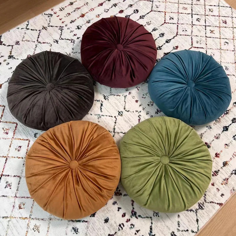 รอบฟักทองเบาะรองนั่งผ้ากํามะหยี่เบาะหลังโซฟา Pad โยนหมอนเบาะบ้านโซฟา Tatami Cussion 35x35 ซม.