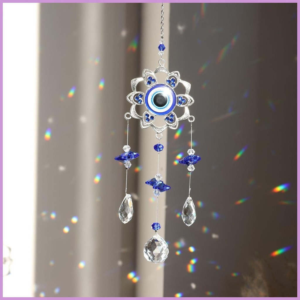 Evil Eye Sun Catcher หน้าต่าง Rainbow Art เครื่องประดับดอกไม้รูปร่าง Rainbow Art เครื่องประดับคริสตั