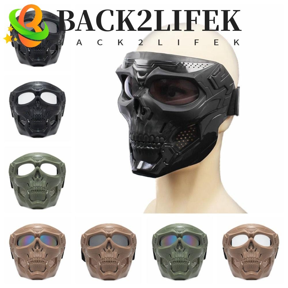 Back2lifek Motocross Skulls Mask Knight อุปกรณ์อุปกรณ์เสริมกระจกลมแว่นตาลมหน้ากากหมวกกันน็อคแว่นตาลม Skull Ghost-shape Protection Eye Protector รถจักรยานยนต์แว่นตา
