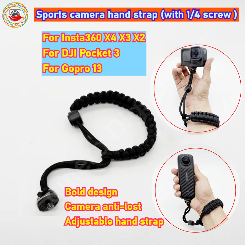 สายคล้องมือกล้องแอคชั่นแคมเมรา 360 (พร้อมสกรู 1/4) สําหรับ GoPro13/DJI Pocket 3/Insta360 X4 X3 X2