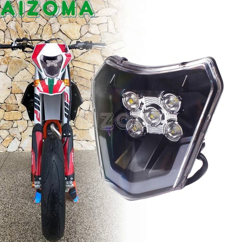 Mo Motorcycle Head Light LED Headlight Headlamp Dirt Bike Enduro For 250 300 350 450 500 EXC XC-W EX