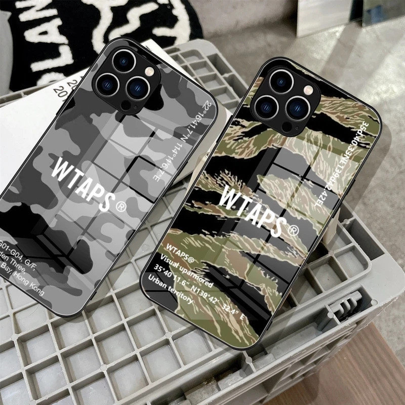 BK-1 หรูหราญี่ปุ่นยี่ห้อ Street WTAPS เคสโทรศัพท์กระจกนิรภัยสําหรับ IPhone 16 17,15 14 13 12 Pro Max Plus Samsung S24 S23 A55 A54 ครอบคลุม