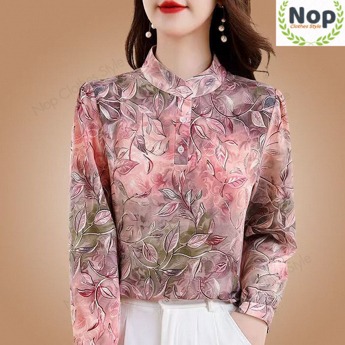 Nop | ฤดูร้อนสินค้าใหม่ผ้าไหมน้ําแข็งเย็นสบายเสื้อสวมหัวแม่สวมเสื้อเสื้อสวมหัวพิมพ์ดิจิตอลบางยืดแฟชั่นครีมกันแดดด้านบนผู้หญิง ราคา ถูกที่สุด ดีลบีเคเค แกลเลอรีภาพที่ 3