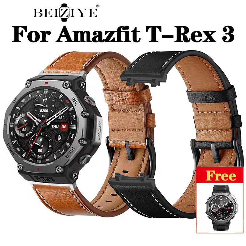 สายนาฬิกาหนังสําหรับ Amazfit T-Rex 3 สมาร์ทวอท์ชสายรัดข้อมือสร้อยข้อมือสําหรับ Amazfit T-Rex 3 อุปกรณ์เสริม