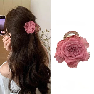 2025 Rose Double-Sided Flower Clip กิ๊บติดผมหญิง Shark Clip