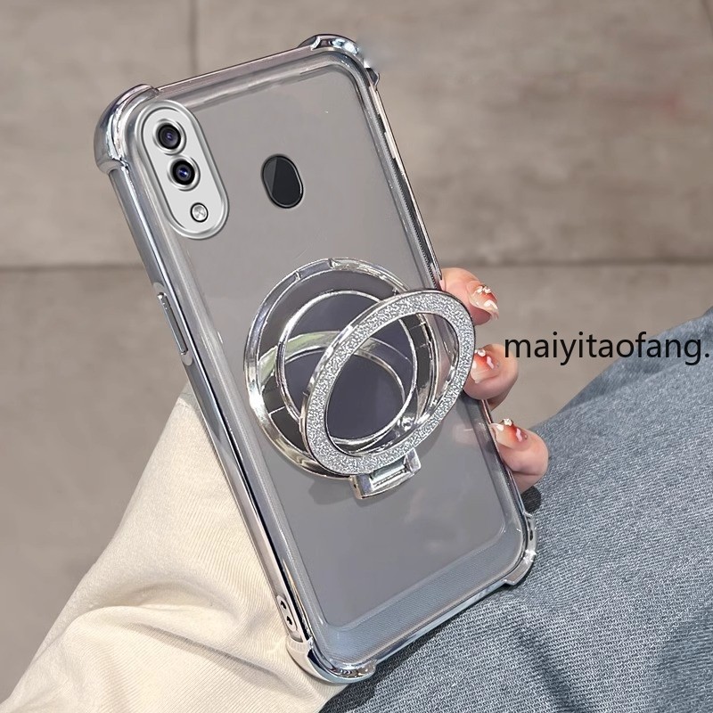 สําหรับ SAMSUNG a20 Samsung a30 a10 A10S เคสโทรศัพท์โปร่งใสกระจกแม่เหล็กผู้ถือซิลิโคนนุ่มกรณีกันกระแทกสี่มุม RFVTGBE