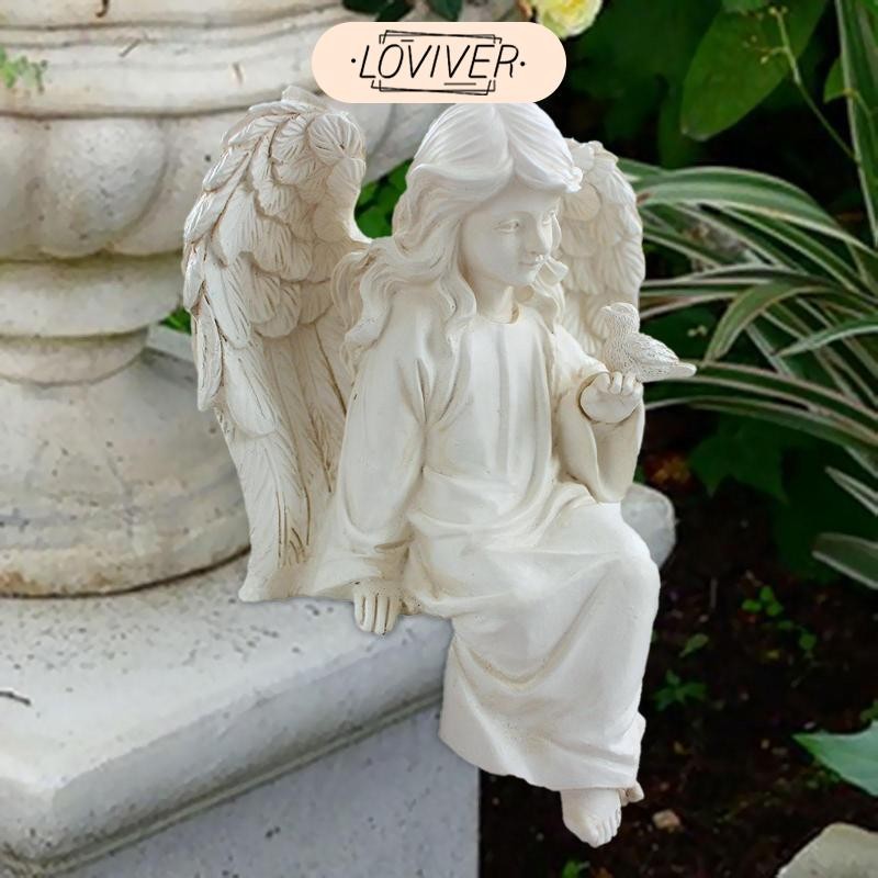 LOVIVER รูปปั้นเทวดาอธิษฐาน ตุ๊กตานางฟ้าเรซิ่นสําหรับห้องนั่งเล่นห้องนอนสํานักงาน