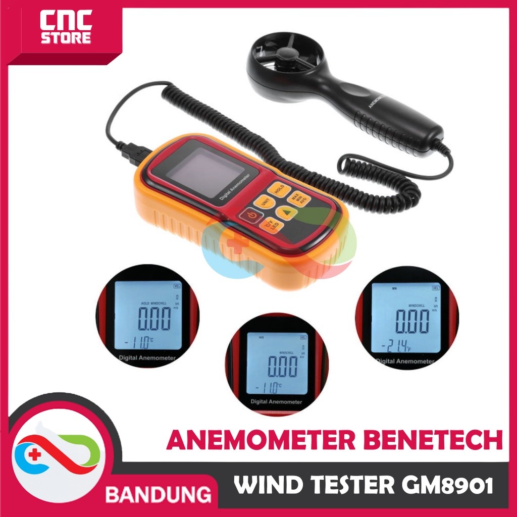 เครื่องวัดความเร็วลมแบบดิจิตอล ANEMOMETER AIR METER ANEMOMETER GM8901 BENET