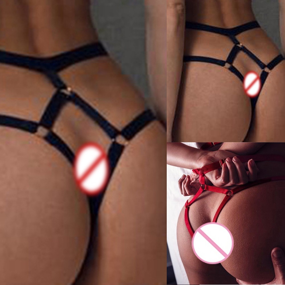 [ELEA] ผู้หญิงเซ็กซี่ Strappy G-String Crotchles Thong Harness กางเกงชั้นในสั้นชุดชั้นใน