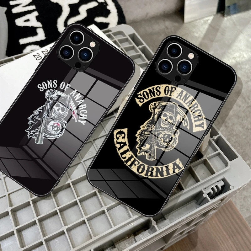 BK-1 Sons of Anarchy เคสโทรศัพท์กระจกนิรภัยสําหรับ IPhone 17,15 14 13 12 11 Pro Max Plus Samsung S24 Ultra S23 Fe S22 ครอบคลุม