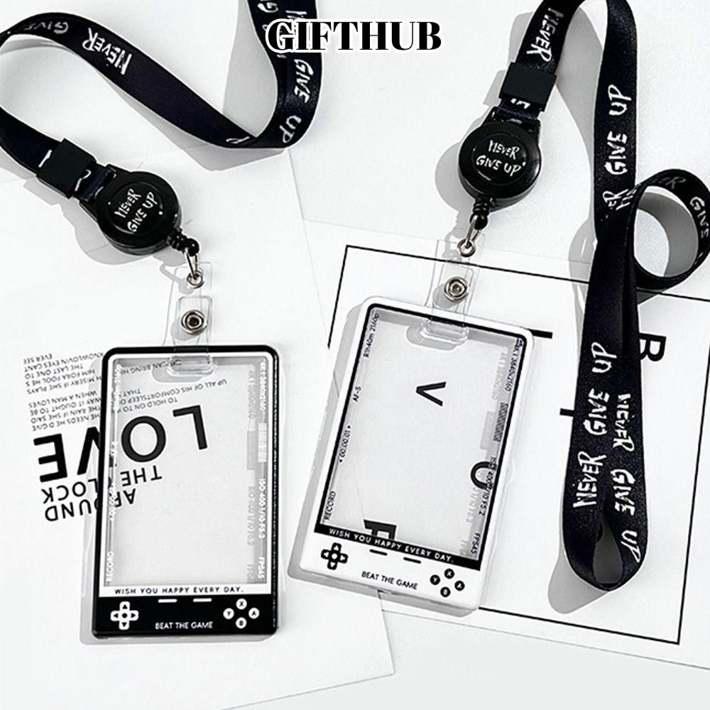 GIFTHUB 1ชิ้นผู้ถือบัตร,จอแสดงผลแฟชั่นเกาหลีนักเรียนบัตรป้องกัน,สร้างสรรค์ใส เคป๊อป กับสตริงภาพผู้ถืออุปกรณ์นักเรียน