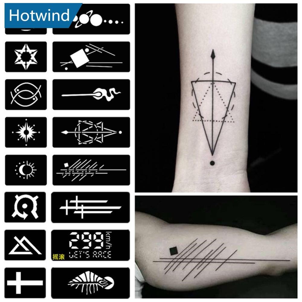 Hw 1 PC A4 Hollow กาว Tattoo แม่แบบสติกเกอร์กึ่งถาวรขนาดเล็ก Tattoo Body มือวาด Art วางภาพวาด D5K3