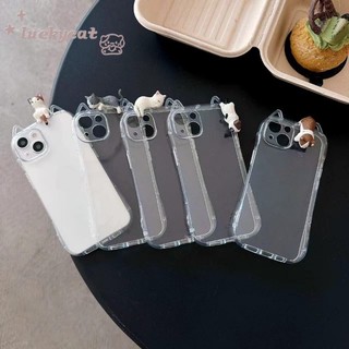 Iphone 16 15 14 13 12 11 Pro Max X Xr Xs Maxเคสโทรศัพท์Ins 3D DIYน่ารักมินิแมวหูแมวSoftปกหลังหนัง