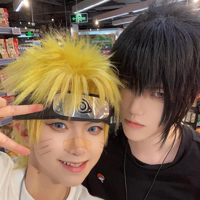 Naruto Uzumaki Naruto‌ Uchiha Sasuke‌‌ Cosplay Wig Simulated Scalp Heat Resistant Synthetic Hair Par