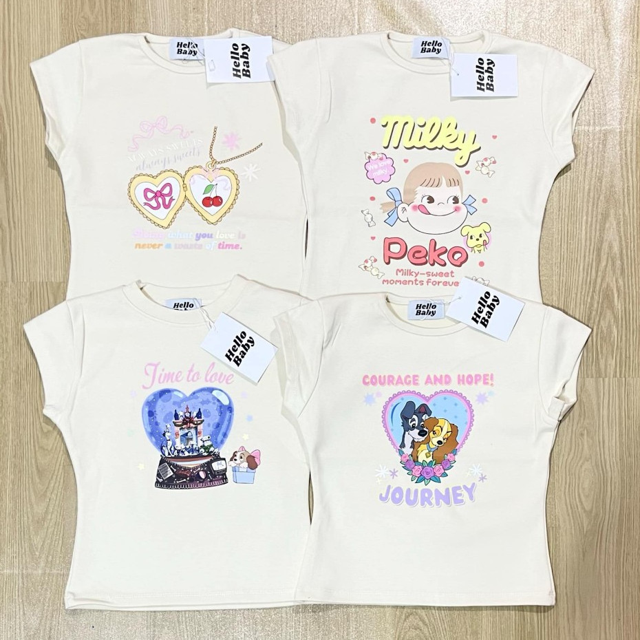 [BOOM Shopee] - เสื้อครอป baby tee ผ้านุ่ม สกรีนลายน่ารักมากกก ✨