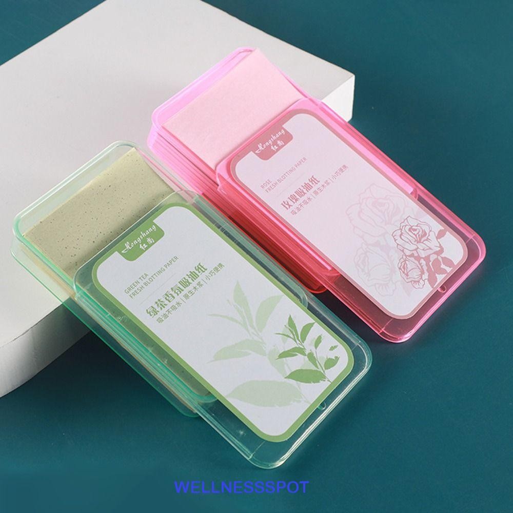 Wellnessspot 300 ชิ้น/กล่องกระดาษดูดซับผิวหน้า, แผ่นซับควบคุมความมันหอมแบบพกพา, เยื่อแฟลกซ์ธรรมชาติเลื่อนออกแบบฝาเนื้อเยื่อที่ทนทานกระดาษดูแลหน้า
