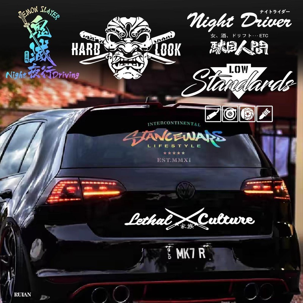 สติกเกอร์สะท้อนแสง ลายซามูไร สไตล์ญี่ปุ่น สําหรับตกแต่งกระจกรถยนต์ จํานวน 1 ชิ้น