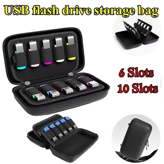 จัดส่งรวดเร็วFlash Drive Case - USB Holder, Storage Bag for Thumb Drive, Lightweight, Protect & Stores Small Items, 6 /10Slots, Multifunction USB Flash Drives Organizer Case