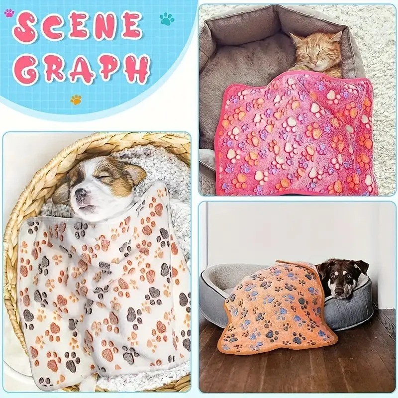 ผ้าห่มสัตว์เลี้ยงสําหรับสุนัขและแมว สักหลาดบางสี่ฤดูกาลใช้ซักเครื่องได้คราบทนสุนัขลายกรงเล็บเตียงสุนัข ผ้าห่มแมว