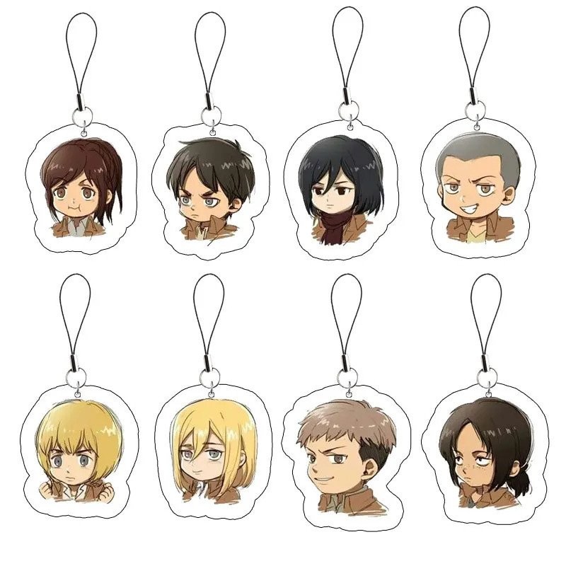 อนิเมะ Attack on titan พวงกุญแจมังงะ สายโทรศัพท์มือถือ อะคริลิค Attack on titan พวงกุญแจ จี้ อุปกรณ์เสริม เครื่องประดับ ของขวัญสำหรับแฟน