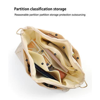 Drawstring Design วัสดุโพลีเอสเตอร์สําหรับ Tote Organizer ที่จะแทรกเบาะชั้นพลังงาน Ultralights ถุงเก็บ
