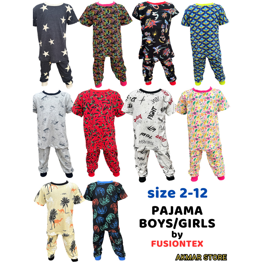 BOYS SLEEPINGWEAR แบรนด์ FUSIONTEX ไซส์ 2-12, GIRLS PYJAMAS, CHILDRENS PYJAMAS, ชุดเด็ก, NIGHTWEAR