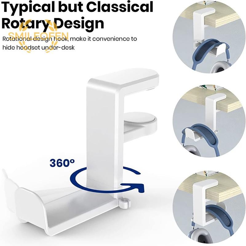 [Smileofen] 360° หมุนหูฟังยืนสก์ท็อปชุดหูฟังผู้ถือพีซีเล่นเกมชุดหูฟังโต๊ะแขวนตะขอสําหรับหูฟังควบคุมใหม่