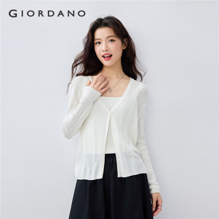 GIORDANO WOMEN Semi-sheer v-neck rib cardigan 13355208