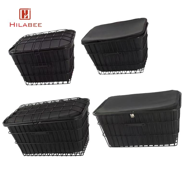 เฮลลาบี ตะกร้าจักรยานเหมาะกับจักรยานส่วนใหญ่ติดตั้งง่ายน้ําหนักเบาลวดโลหะตะกร้าเก็บจักรยานพร้อมกระเป๋าซับสําหรับขี่ช้อปปิ้