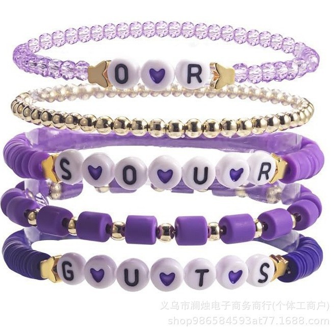 Olivia Olivia Rodrigo Album Purple Soft Clay Bracelet Set 3249