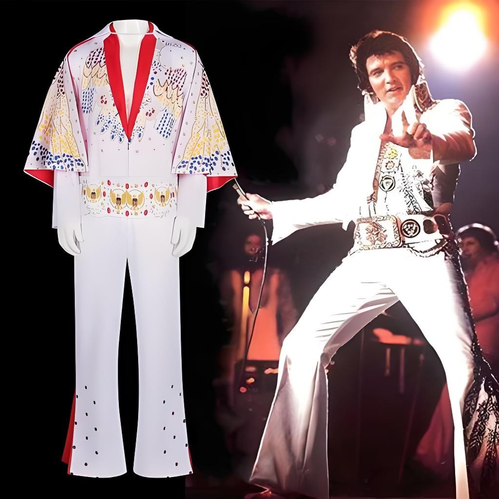 เครื่องแต่งกายการแสดงตัวละคร Elvis Presley สีขาว, เครื่องแต่งกายการแสดงคอสเพลย์ Rock Singer 2702