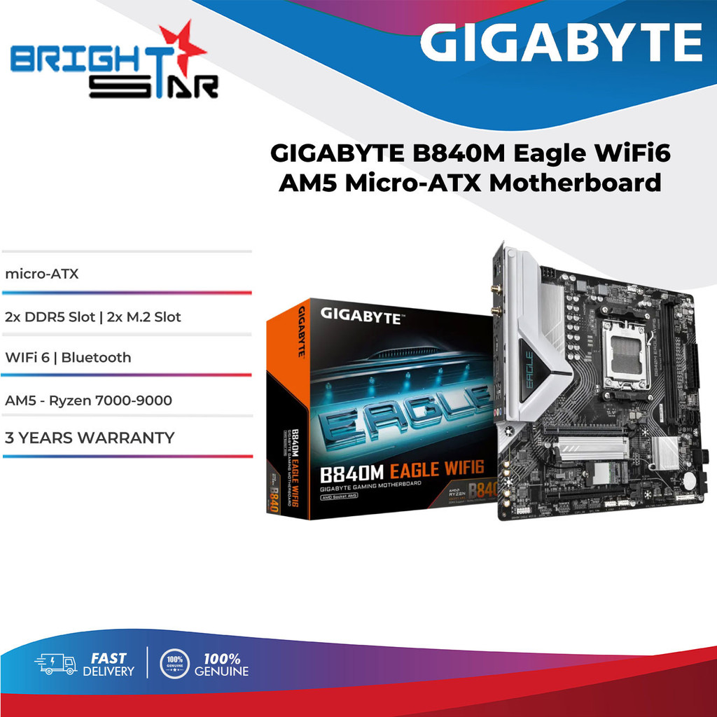 เมนบอร์ด GIGABYTE B840M EAGLE WIFI6 AM5 Micro-ATX
