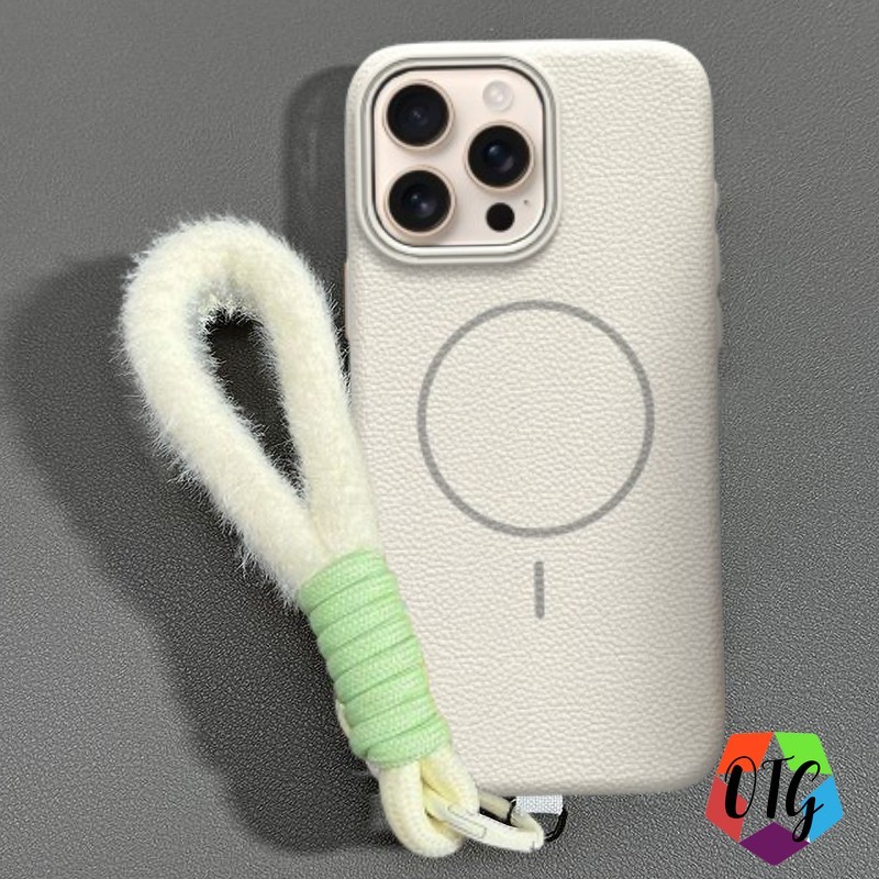 1 บาท ใสเคสแม่เหล็ก พร้อมสายคล้อง for Iphone17 11 16 15 12 14 13 Pro Max Xr X Xs Max ลายลิ้นจี่ ชาร์