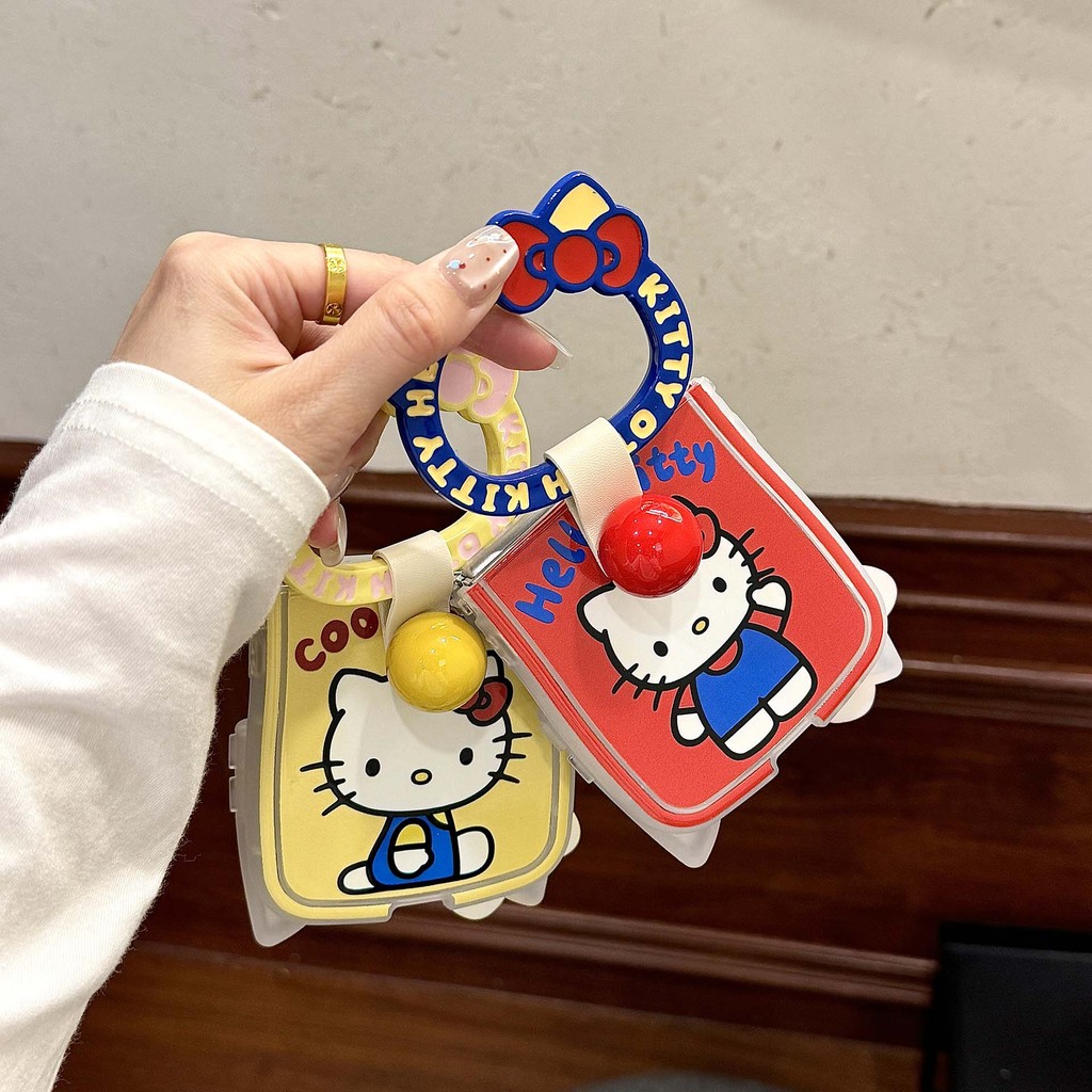 Flip7 Samsung Galaxy Z Flip 6 Flip5 tpu cat ear case การ์ตูนน่ารัก hellokitty with holder Case Samsu