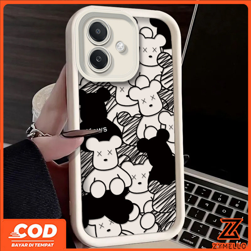 สําหรับOPPO A5X A5 5G A3X A3 pro A5 pro A80 A60 A79 A38 A18 A17 A57 2022 4G A78 A58 A7 A5S A12 A95 การ์ตูนสายกันกระแทกTPUโทรศัพท์มือถือกรณีหมี