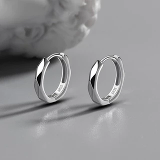 เพชร Faceted ต่างหูผู้ชายผู้หญิงสไตล์ใหม่ All-Match High-End เงินเครื่องประดับหู