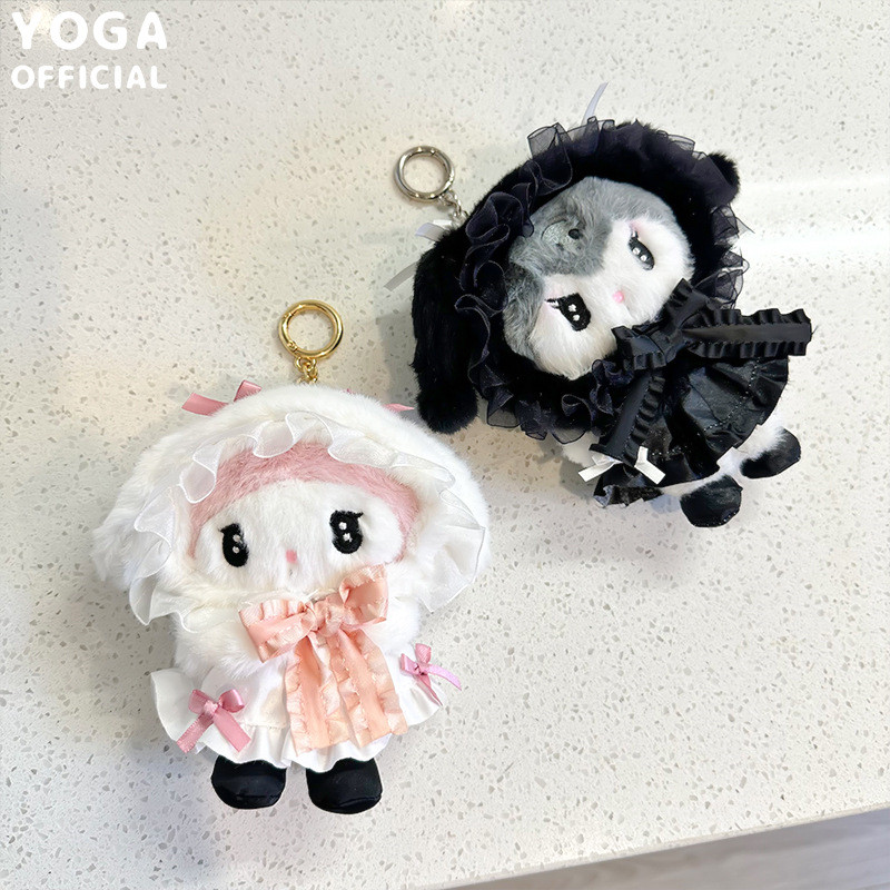 Sanrio Kuromi My Melody ตุ๊กตาตุ๊กตาน่ารักพวงกุญแจของเล่น Plushie จี้เด็กของขวัญ