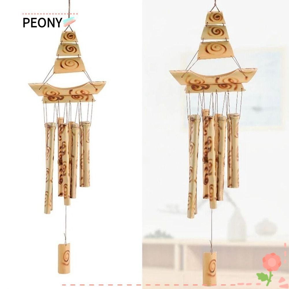 Peonypavilion โมบายกระดิ่งลมไม้ไผ่ แฮนด์เมด สําหรับแขวนตกแต่งผนังบ้าน ในร่ม กลางแจ้ง