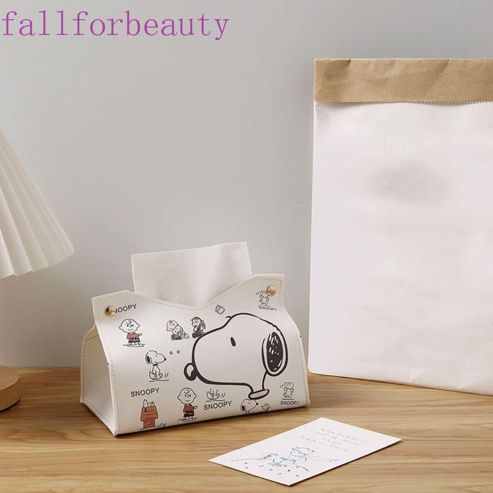 Fallforbeauty กล่องกระดาษทิชชู่ หนัง PU ลายการ์ตูนสนูปปี้น่ารัก กันน้ํา กันการสึกหรอ สําหรับตั้งโต๊ะ