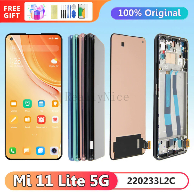 หน้าจอสัมผัสดิจิทัล Lcd 6.55 นิ้ว พร้อมกรอบ แบบเปลี่ยน สําหรับ Xiaomi Mi 11 Lite Mi 11 Lite 5G M2101