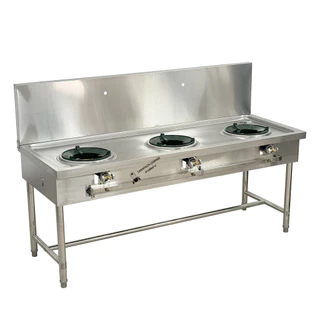 เตาแก๊สสแตนเลส3หัว หัวเตาKB5 KB7 KB8 แรงดันสูง Stainless high pressure frying stove
