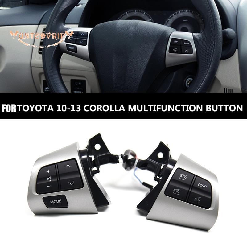 『untedvrip』ปุ่มสวิตช์เสียงติดพวงมาลัยรถยนต์ สีดํา และสีเงิน สําหรับ Toyota Corolla 2006-2013 Wish RAV4 Altis